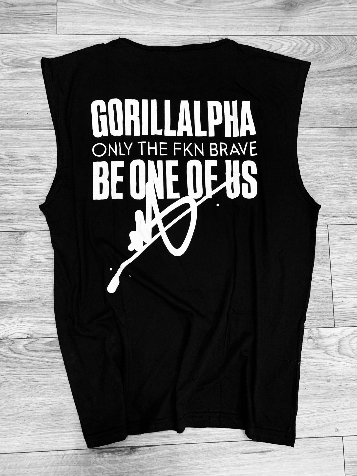 Gorillalpha “only the fkn brave”sleeveless workout t shirt.