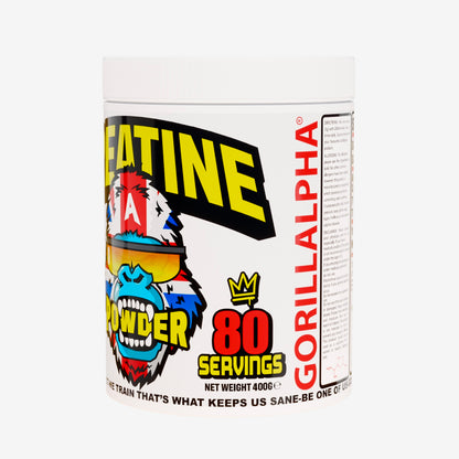 Gorillalpha®️ 100% Pure Micronised Creatine Monohydrate Powder - 80 Servings - 5 Gram Per Serving. Plus FREE Pre Workout Samples !!