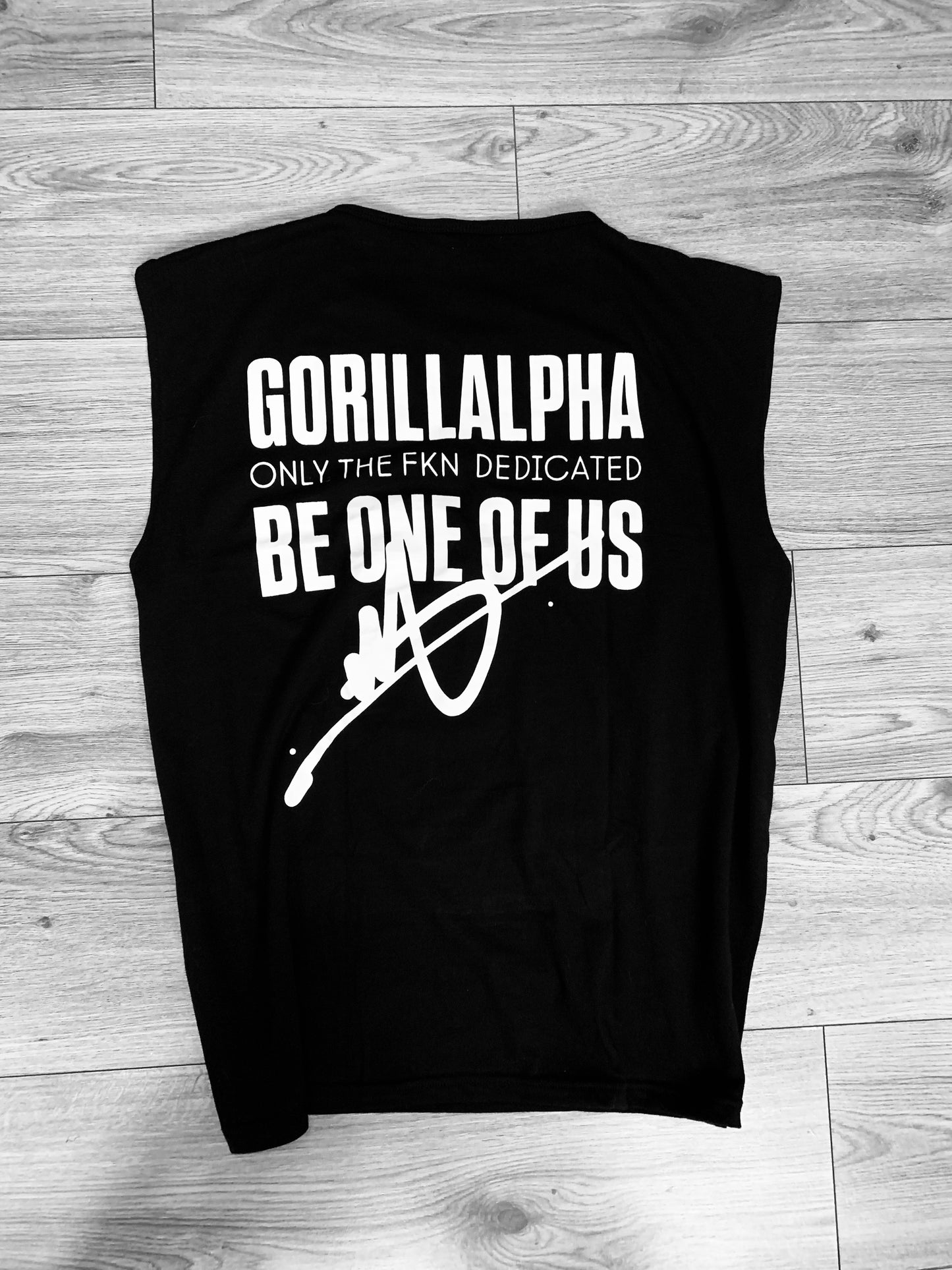 Gorillalpha “only the fkn dedicated”sleeveless workout t shirt.